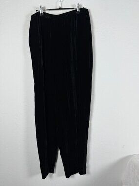 Silk Club Collection Women Black Silk Blend Velvet Pants Elastic Waist Small New